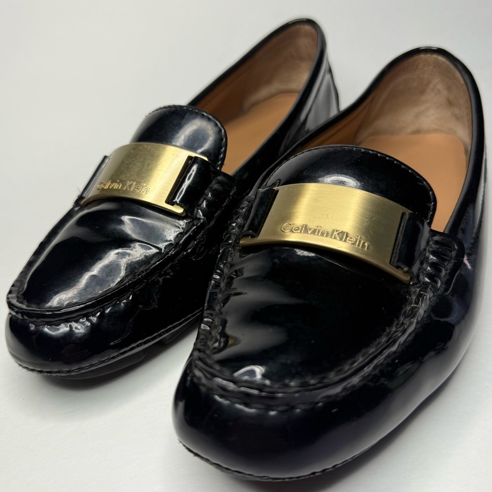 Calvin Klein Lisette Soft Glossy Patent Leather Black Loafers Women’s Size 7